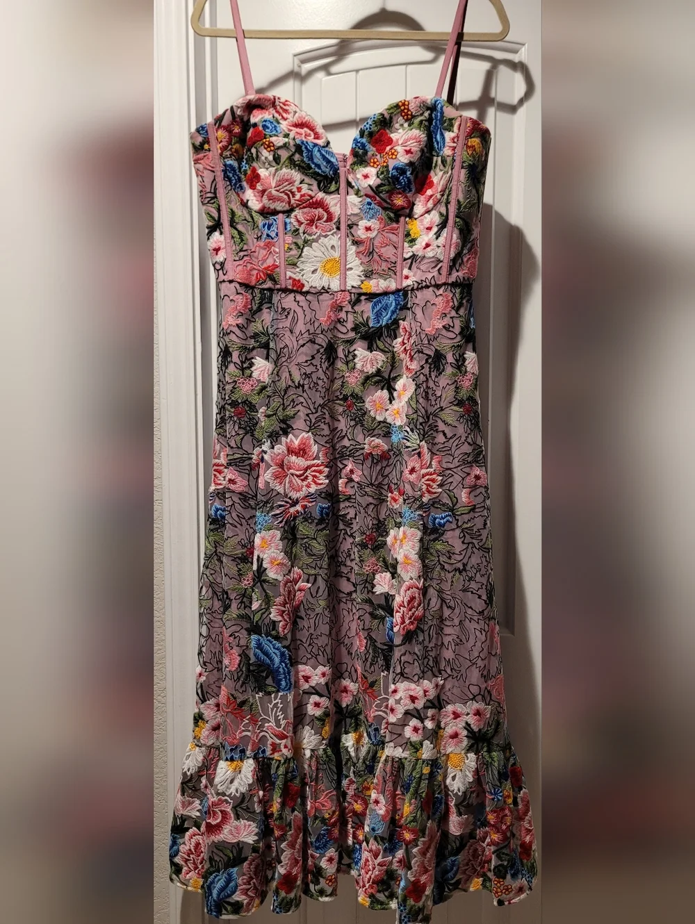 Dress the Population Carina Floral Embroidered Strapless Bustier Fit&Flare Dress - Picture 7 of 12
